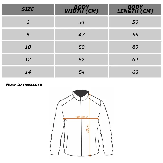 Maungaraki Jacket Size Chart.webp